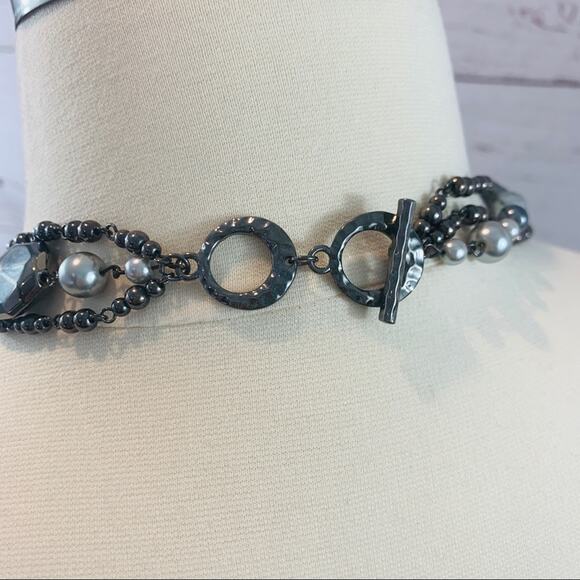 Shiny silver dark silver beads multi strand - Picture 5 of 9